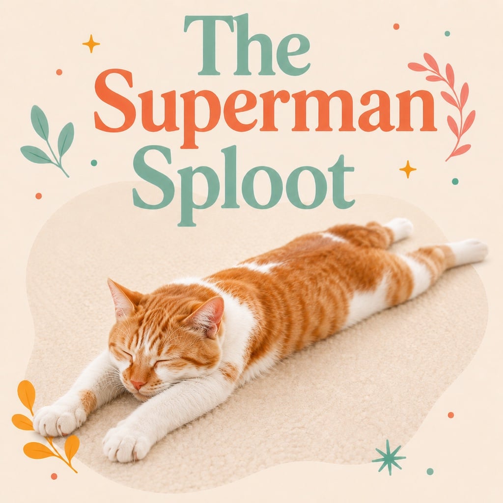 Orange and white cat stretched out flat in the superman sploot sleeping position