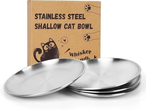 Petdream Stainless Steel Cat Bowls (4-Pack)