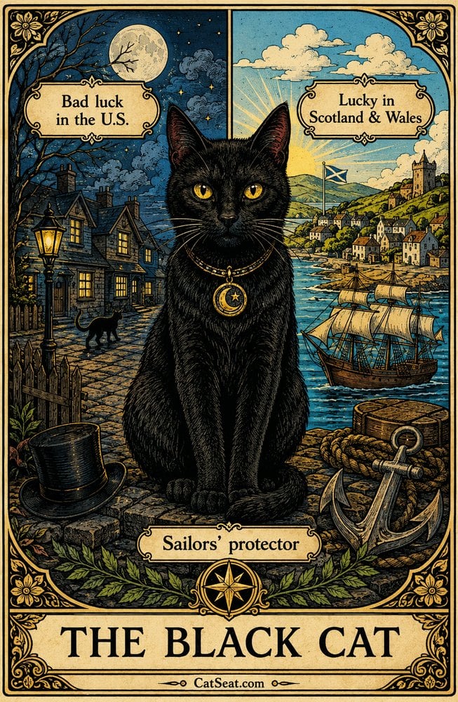 The Black Cat — Cat Seat folklore card