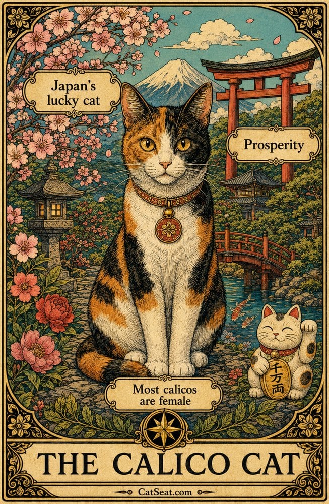 The Calico Cat — Cat Seat folklore card