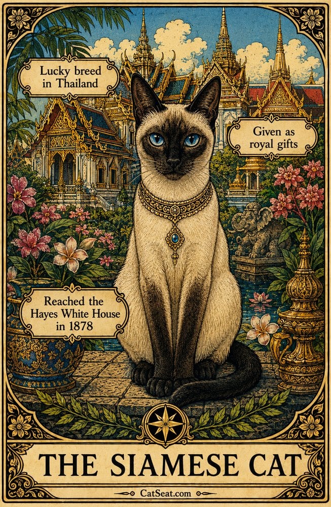 The Siamese Cat — Cat Seat folklore card