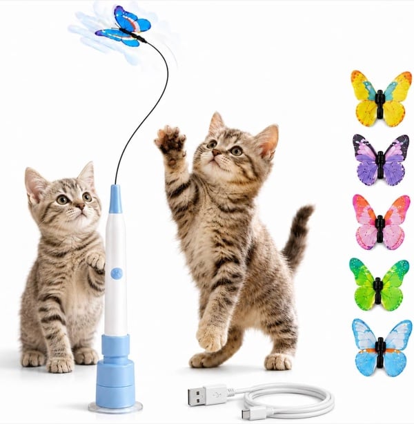 Spinning Butterfly Cat Wand