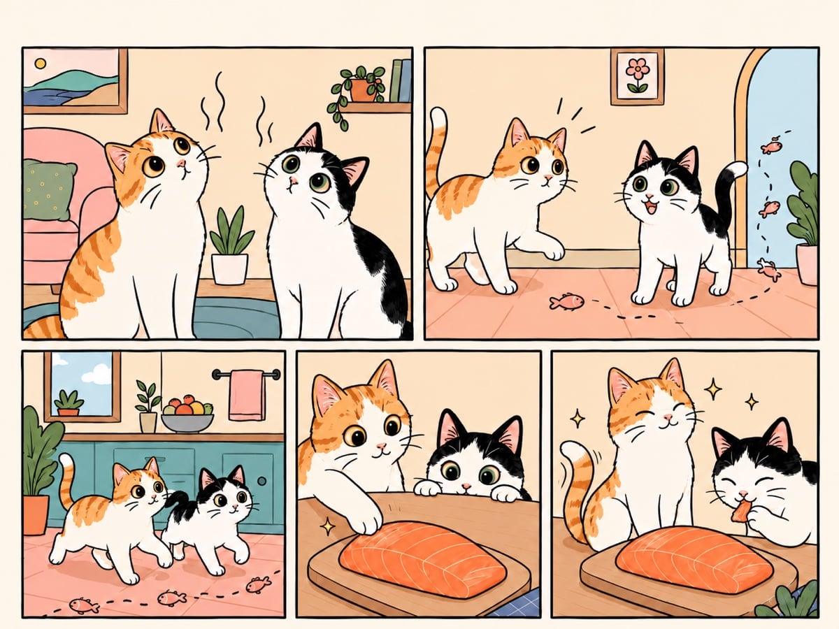 Comic of Thelma and Louis following the smell of salmon to a fresh fillet on the counter