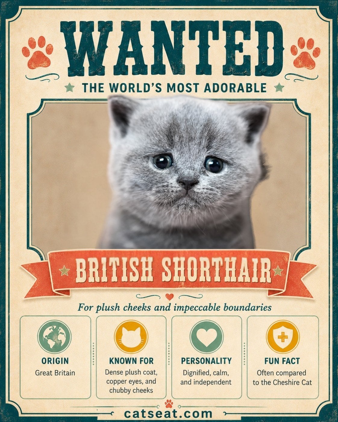 Wanted poster: British Shorthair