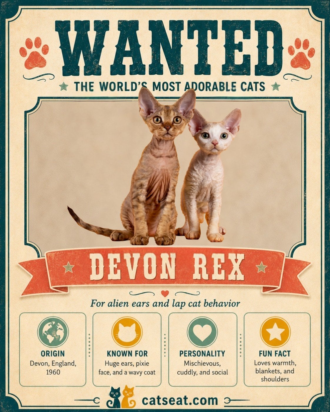 Wanted poster: Devon Rex