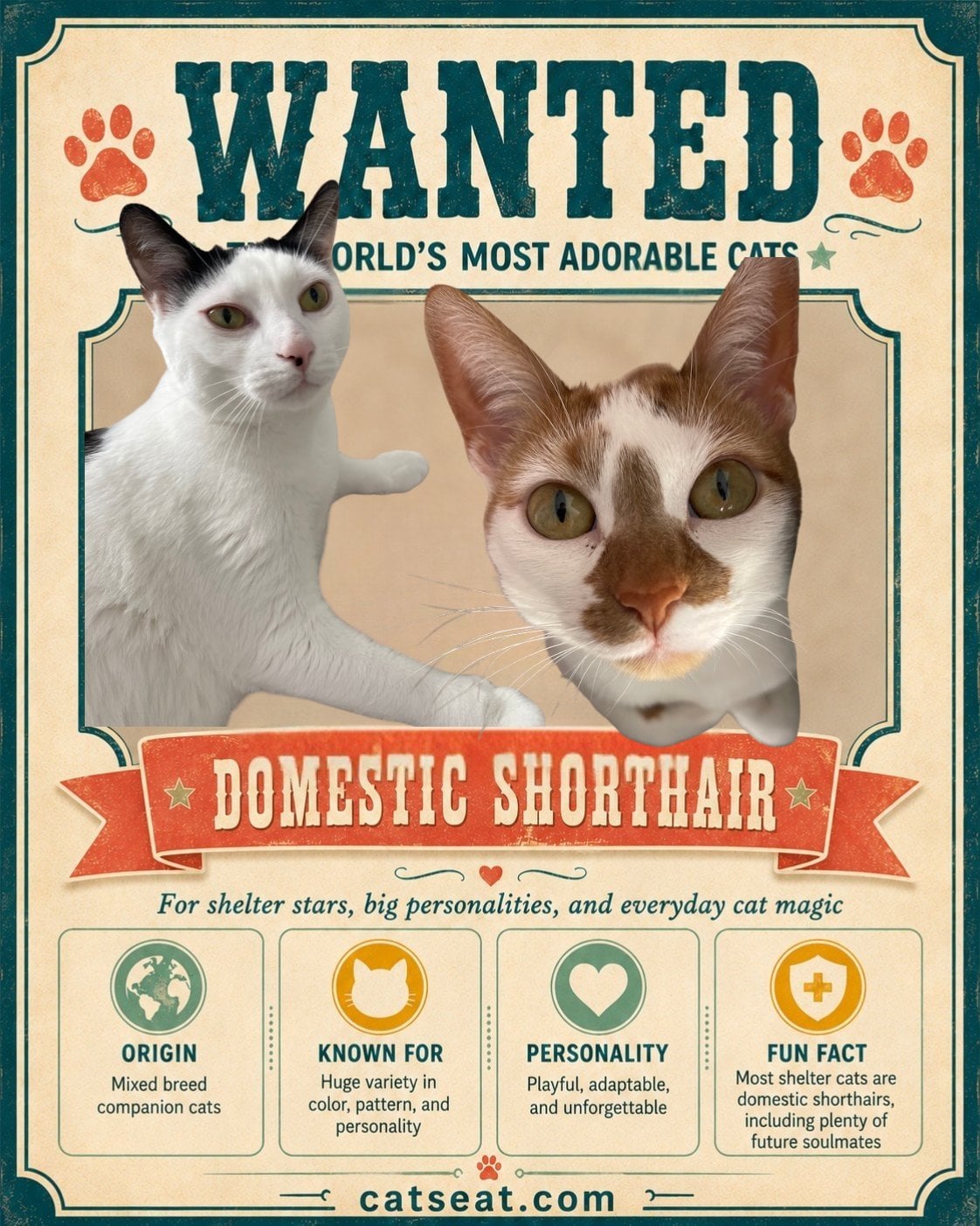 Wanted poster: domestic shorthairs Thelma and Louis