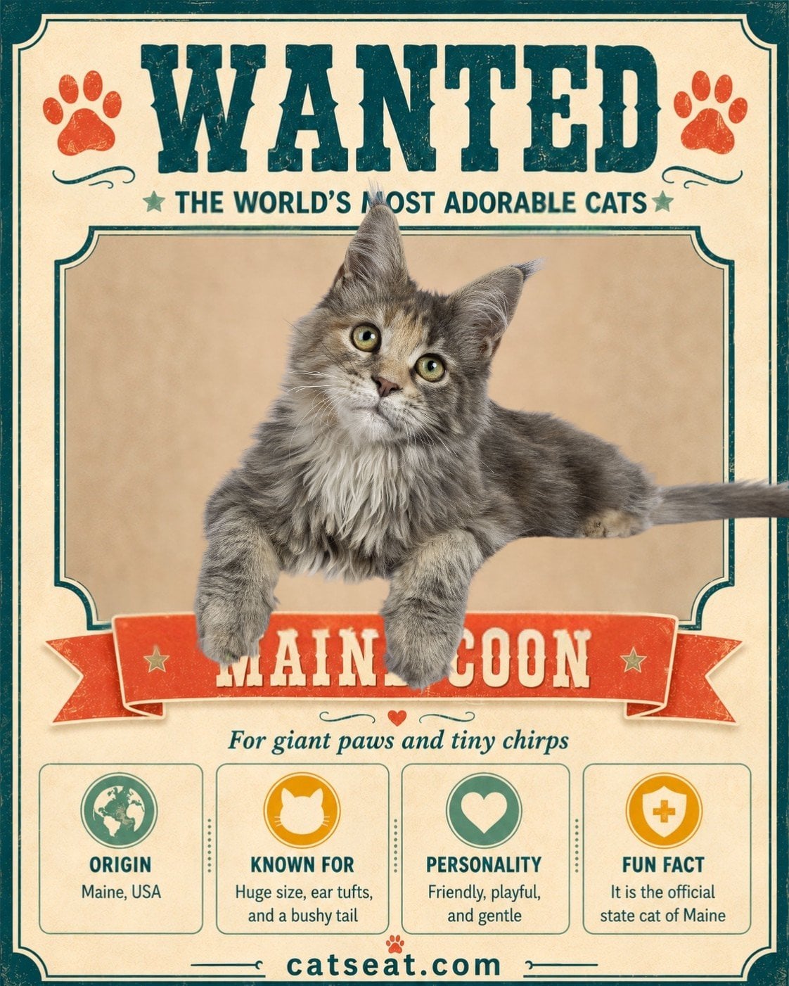 Wanted poster: Maine Coon