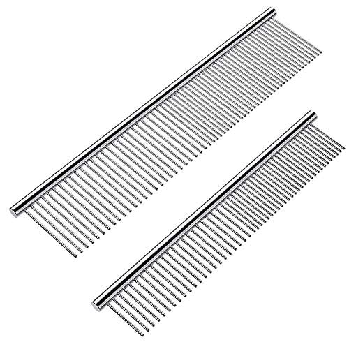 Stainless Steel Cat Combs with Rounded Teeth (2-Pack)