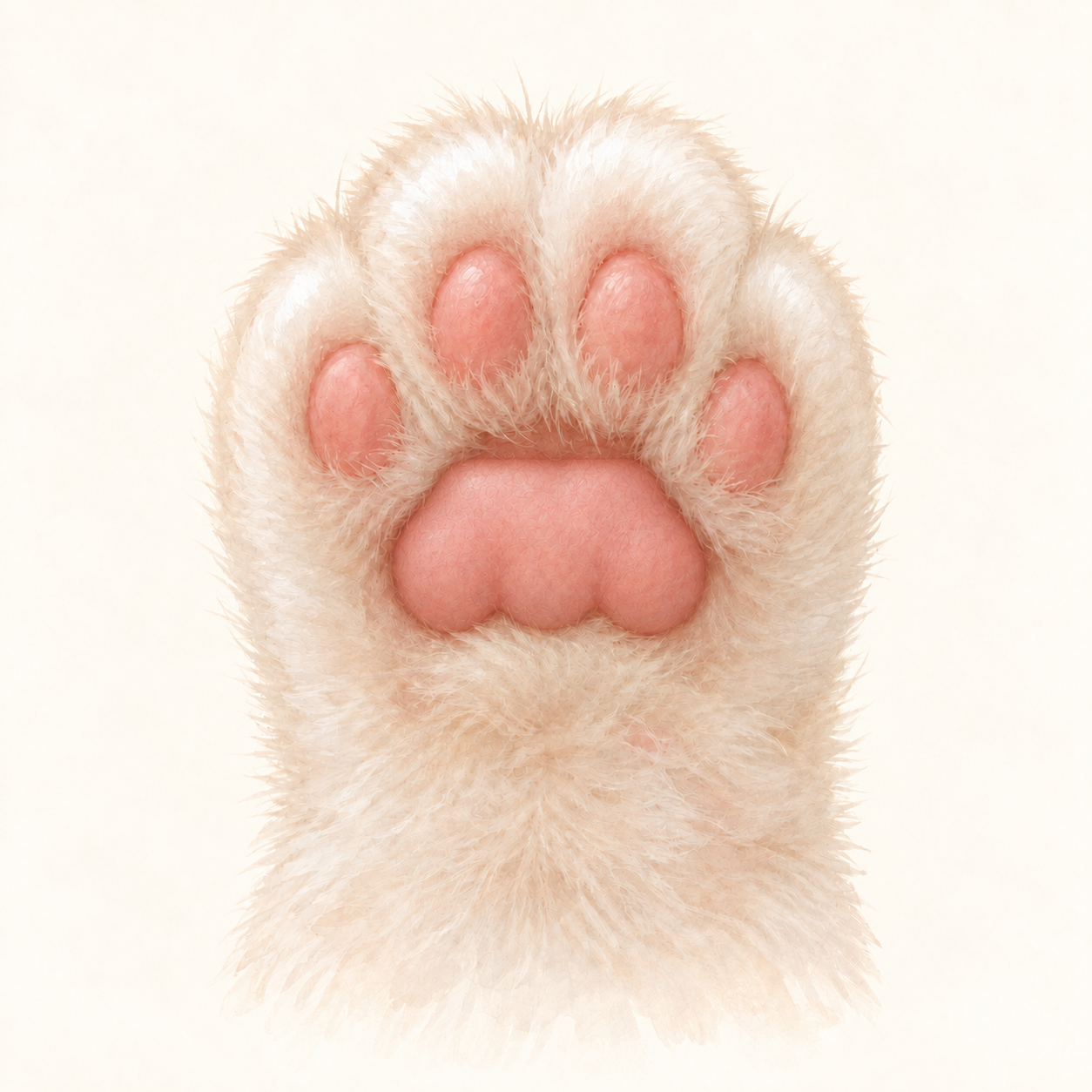 Illustration of a cat paw with a flat top edge on its pink central pad.