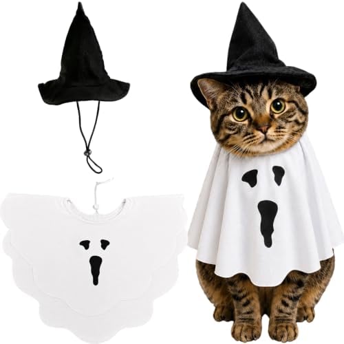 Piemow Ghost Cape and Witch Hat
